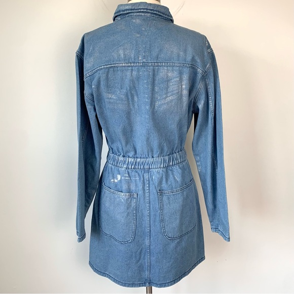 NWT Veveret Denim Shimmer Zip Long Sleeve Dress - Picture 4 of 6